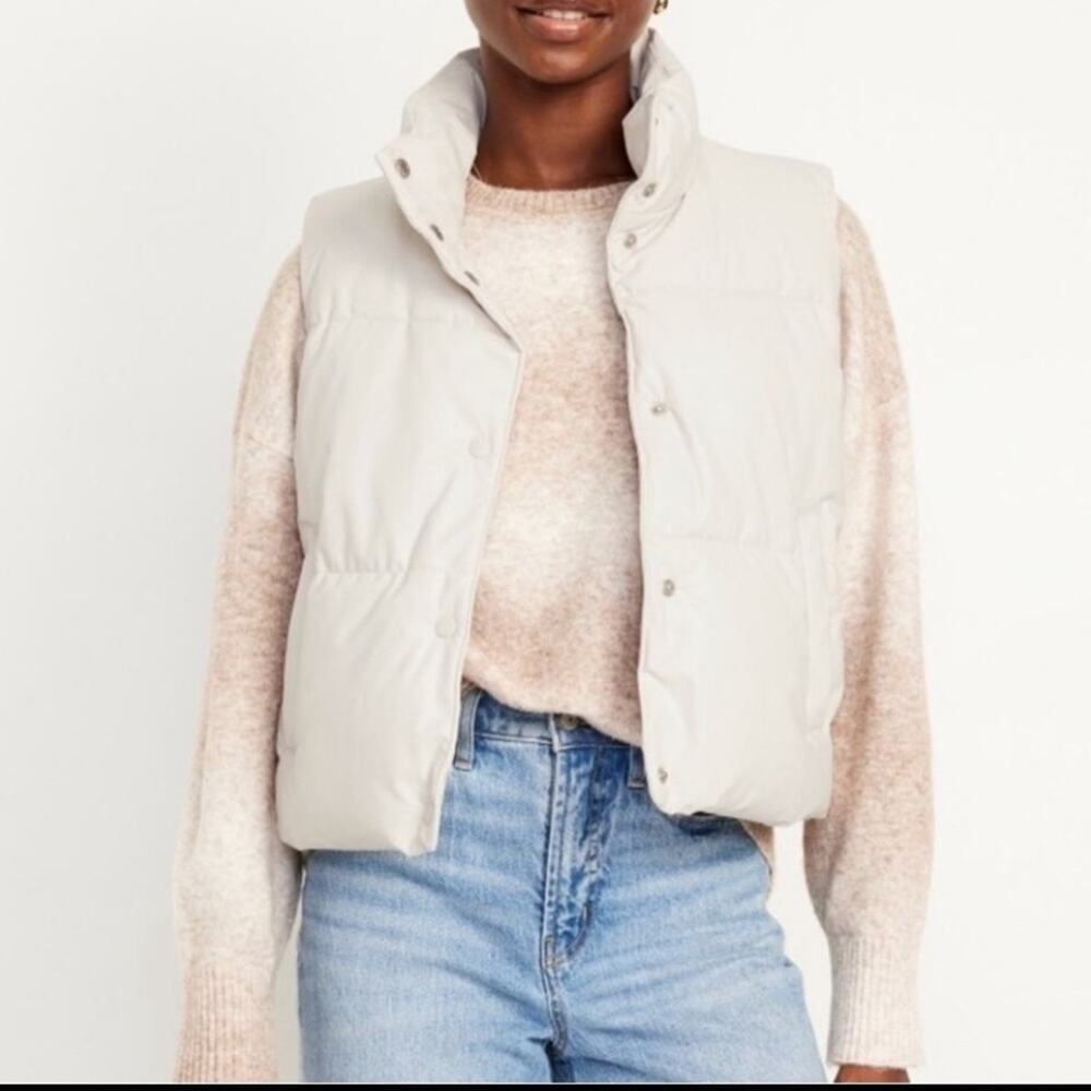 Old Navy silver gray Faux Leather Puffer
Vest